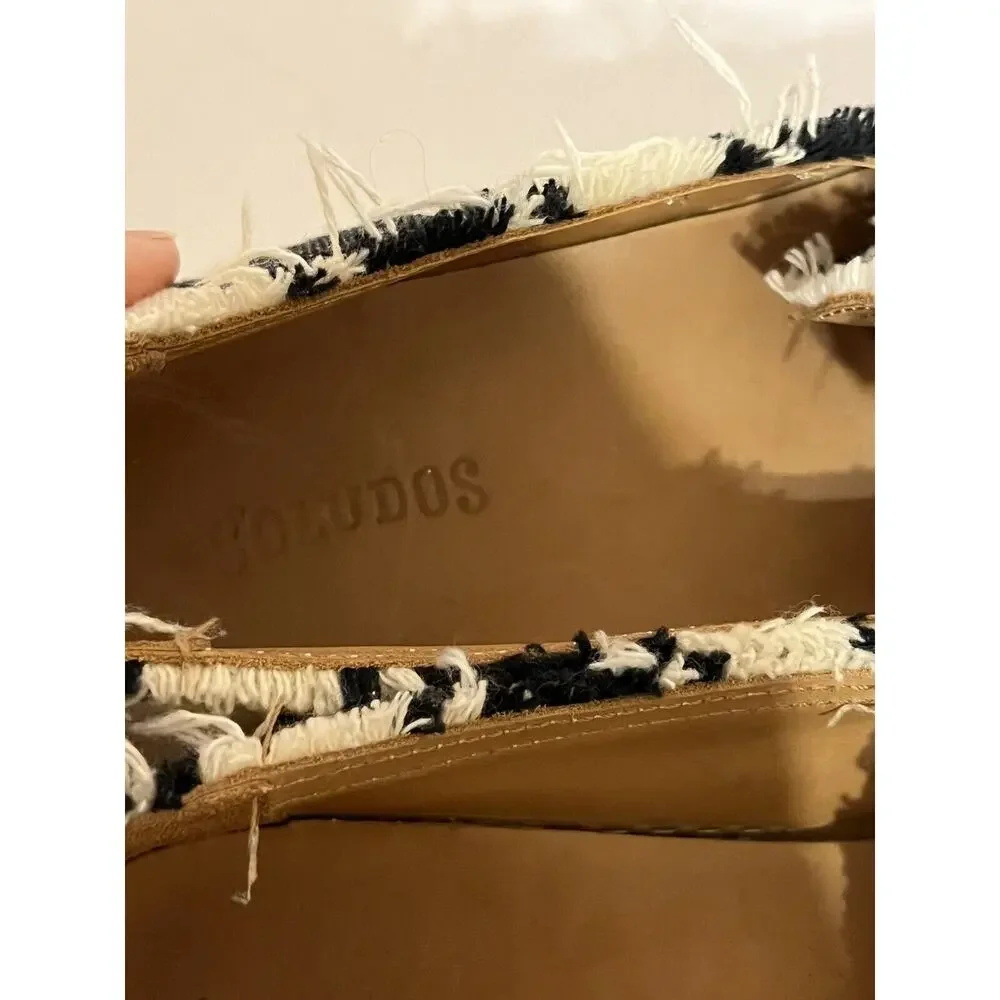 SOLUDOS •Women 7.5• Slip On Sneakers Espadrille Flats Striped Frayed Edge Flats